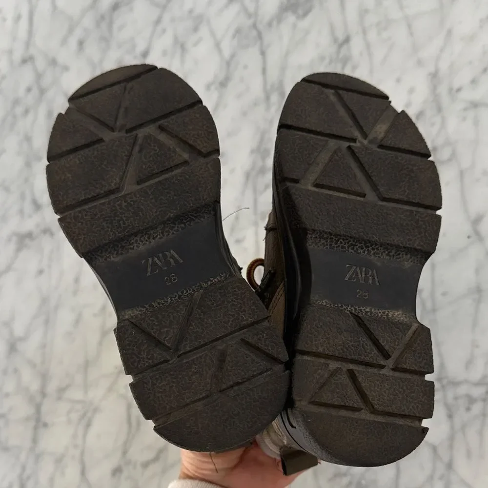 Zara Kids Brown Hiking Boots Sz 11 US 28 Euro